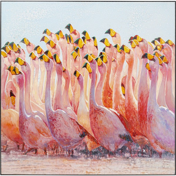 Image en acrylique Frame Swarm Of Flamingos 180x180