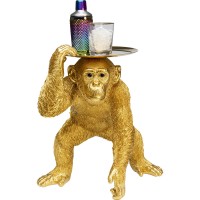 Deco Figurine Butler Playing Chimp Gold 52cm