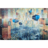 Glasbild 3D Future City 150x100cm